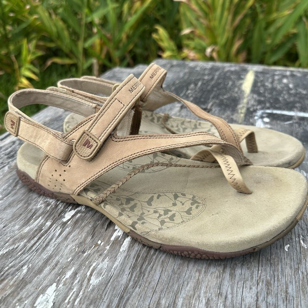 Merrell Women’s 9 Sandals Brown Adjustable Strap Sport Brown Leather 320
